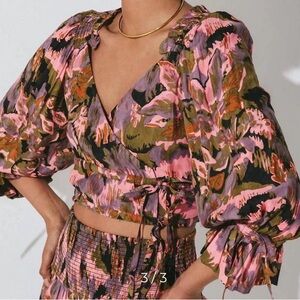 Cleobella Pink and Green Floral Top